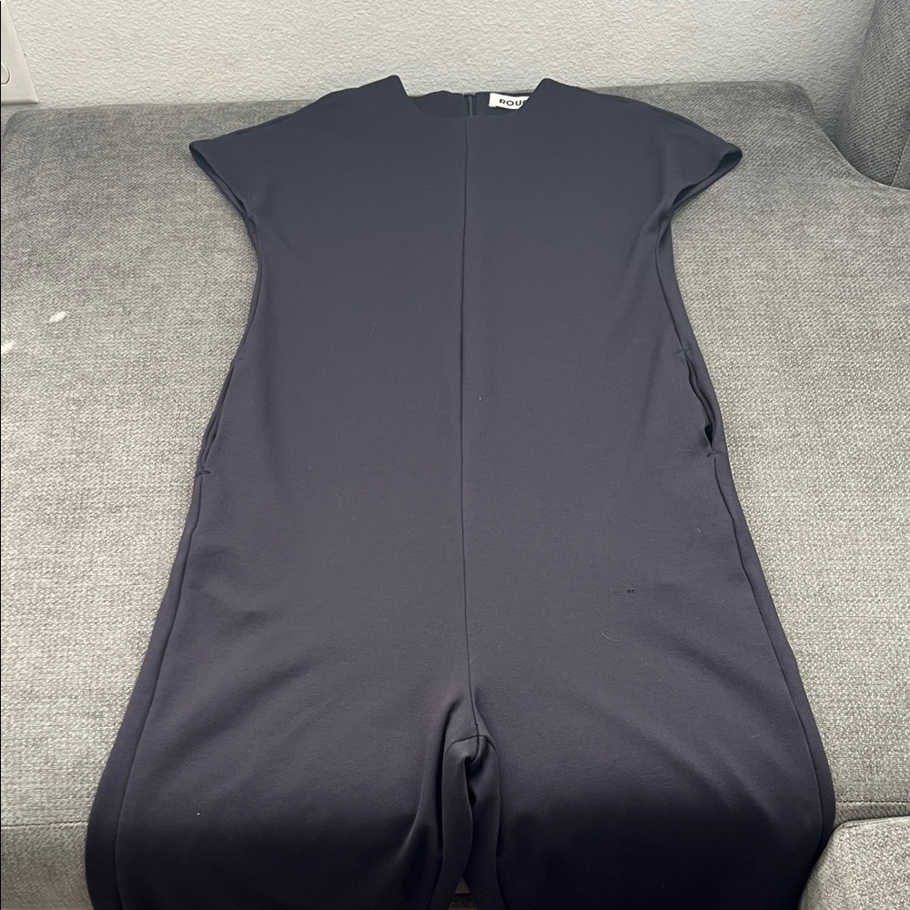 Black Women's Jumpsuit - Minimal Cap Sleeve Design